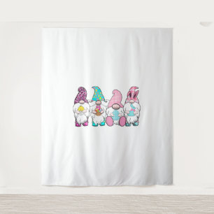 4 Ostergnomen Pastel Frühling Bunny Ears Gingham R Wandteppich