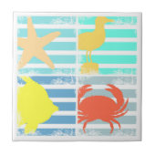 4 Ozean-Entwurfs-Quadrate Fliese (Vorderseite)