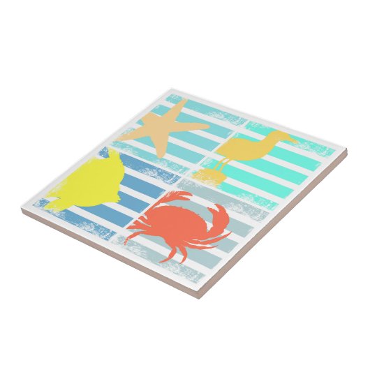 4 Ozean-Entwurfs-Quadrate Fliese (Seite)