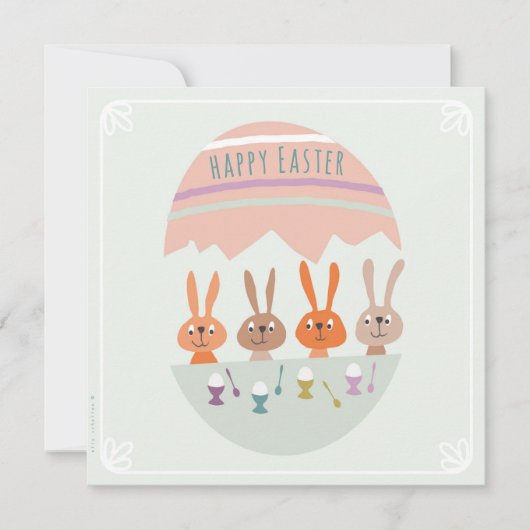 4 paashaasjes aan tafel karte (Vorderseite)