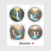 4-Pack Schöne Natur in Rundsticker Aufkleber (Blatt)