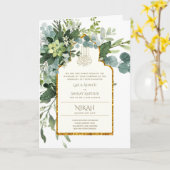 4 Page GOLD GREENERY Islamic NIKAH WALIMA Wedding Karte (Gelbe Blume)
