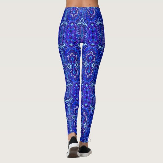 4 Paisley 2 in Blautönen Leggings (Rückseite)