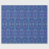 4 Paisley in blau Geschenkpapier (Flach)