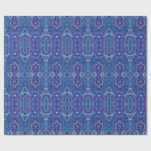 4 Paisley in blau Geschenkpapier (Flach)