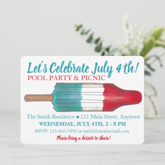 4. Party Rocket Pop Popsizer Feuerwerk Einladung (Stehend Vorderseite)