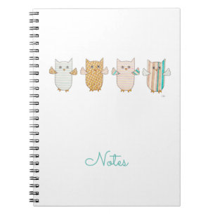 4 Pastel Owls Flying Notebook Notizblock