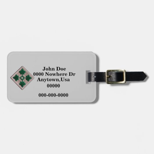 4. Patch-Gepäckmarke für die Infanterieabteilung Gepäckanhänger (Vorderseite horizontal)