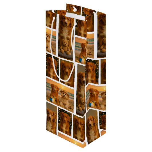 4 Personalisierte Fotocollage Geschenktüte Für Weinflaschen (Rückseite Schrägansicht)