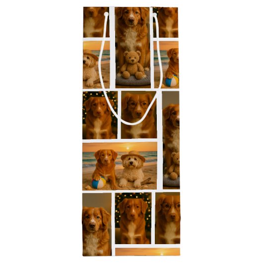 4 Personalized Photo Collage Geschenktüte Für Weinflaschen (Rückseite)
