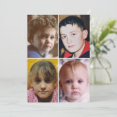 4 photo add message black text flat note card dankeskarte (Stehend Vorderseite)