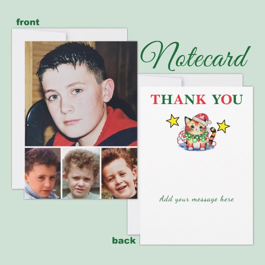 4 photo add message christmas cat baubles dankeskarte