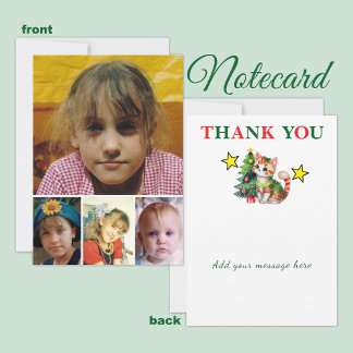 4 photo add message christmas cat tree dankeskarte