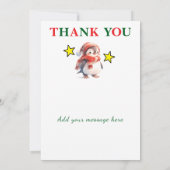 4 photo add message christmas penguin dankeskarte (Rückseite)