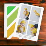 4 Photo and stripped back template Karte<br><div class="desc">Bold Retro Colorful fun colors,  flat cards. Personalized with your own photographs and text from Ricaso .. add your own details to these stunning cards that will make an impression with stripped colors to the back</div>