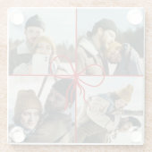 4 Photo Bow Wrap Christmas Newlyweds Modern Glasuntersetzer (Rückseite)