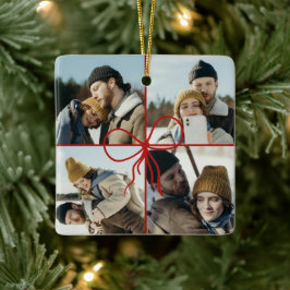 4 Photo Bow Wrap Christmas Newlyweds Modern Keramikornament