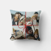 4 Photo Bow Wrap Christmas Newlyweds Modern Kissen (Vorderseite)