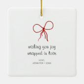 4 Photo Bow Wrap Christmas Present Best Friend Keramikornament (Rückseite)