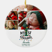 4 Photo Christmas Tree Lights First Christmas Keramik Ornament (Hinten)