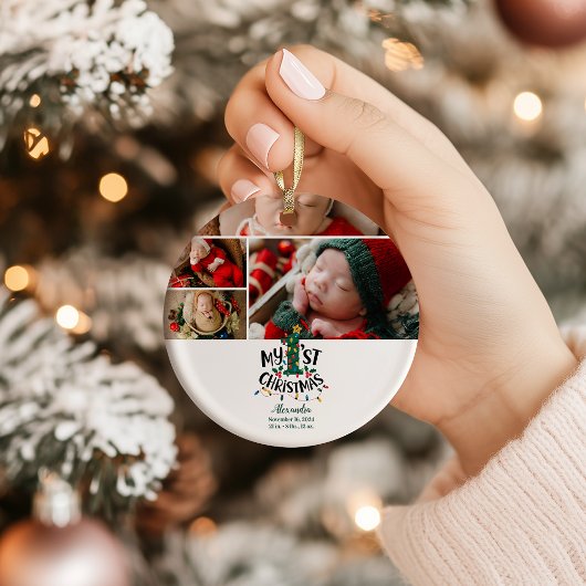 4 Photo Christmas Tree Lights First Christmas Keramik Ornament
