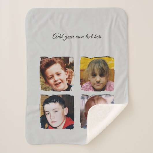 4 photo collage add text grey sherpadecke (Vorderseite)