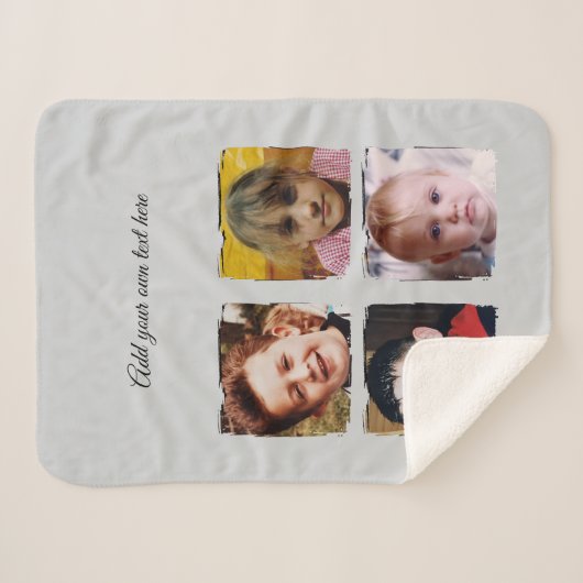 4 photo collage add text grey sherpadecke (Vorderseite (Horizontal))