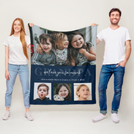 4-Photo Collage & Custom Text Grandpa/Grampa/Other Fleecedecke