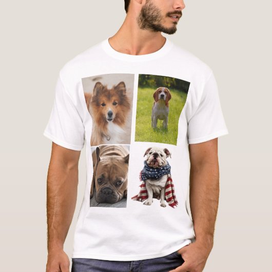4 Photo Collage Dog Lover Pet T-Shirt (Vorderseite)