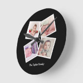 4 Photo Collage Personalized Runde Wanduhr (Winkel)