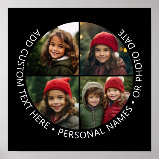 4 Photo Collage with Curvature Custom Text Around Poster (Vorne)