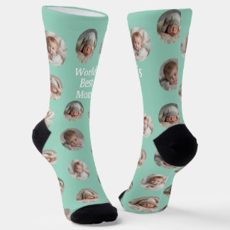 4 Photo Collage Worlds Best Mom Socken