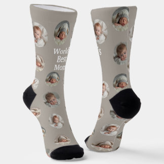 4 Photo Collage Worlds Best Mom Socken