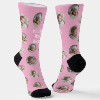4 Photo Collage Worlds Best Mom Socken
