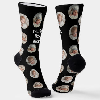 4 Photo Collage Worlds Best Mom Socken