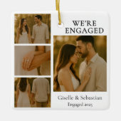 4 Photo Engagement Collage Christmas Keramikornament (Vorderseite)