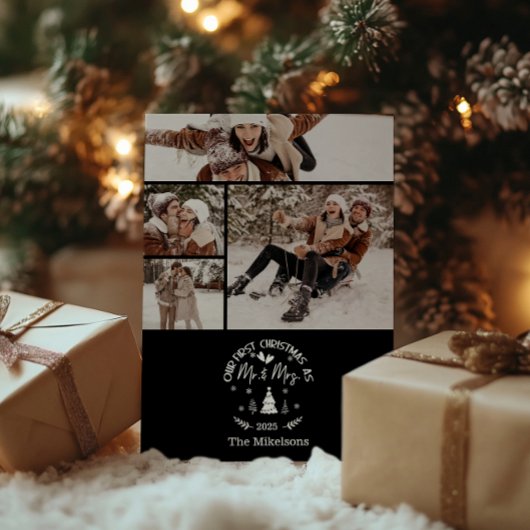 4 Photo First Christmas as Mr. & Mrs Feiertagskarte