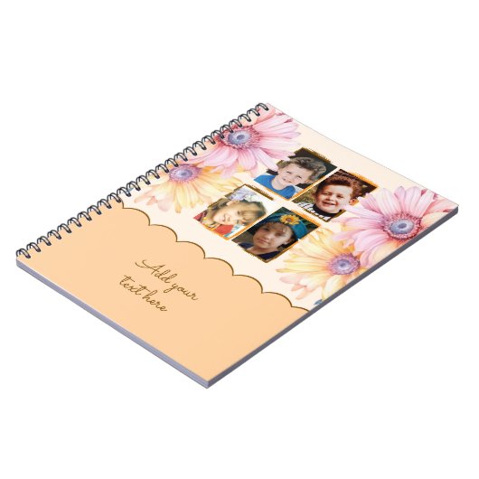 4 photo flowers text orange brown notizblock (Linke Seite)