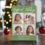 4 Photo Instagram Collage - Happiest Holidays Feiertagskarte<br><div class="desc">Use 4 square pictures to make a unique and trendy holiday greeting. A minimal design with stripes on the back and 4 photos on the front. If you need to move anything around,  click on the customize button to make changes.</div>