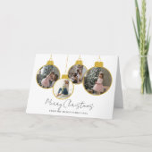 4 photo Merry Christmas bauble Photo Card Dankeskarte (Vorderseite)