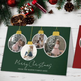 4 photo Merry Christmas bauble Photo Card Dankeskarte