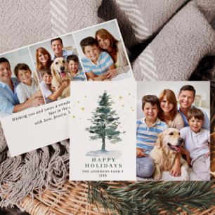4 PHOTO Minimalist Christmas Tree Greeting Feiertagskarte