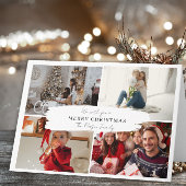 4 Photo modern Family Christmas Card Trees Design Dankeskarte