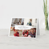 4 Photo modern Family Christmas Card Trees Design Dankeskarte (Vorderseite)