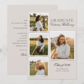 4 Photo Modern Ivory Graduation Announcement  Einladung (Vorne/Hinten)
