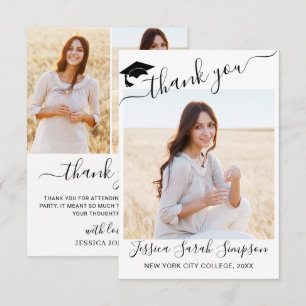 4 PHOTO Modern Simple Minimalist Graduation  Dankeskarte