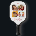 4 Photo Modern Trendy Simple Personalized Name Pickleball Schläger<br><div class="desc">4 Photo Modern Trendy Simple Heart Personalized Name Pickleball Paddle features four of your favorite photos with your personalized name in elegant red calligraphy script accented with a love heart. Personalize by editing the text in the text box provided. Perfect for birthday, Christmas, Mother's Day, baby showers, bridal showers, mom,...</div>