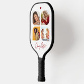 4 Photo Modern Trendy Simple Personalized Name Pickleball Schläger (Links)