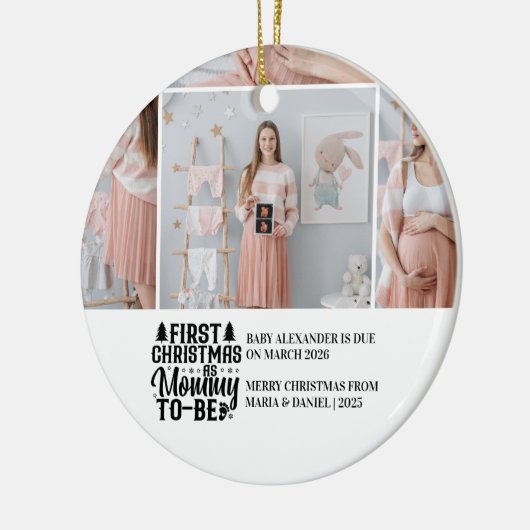 4 Photo Mommy to be Christmas Pregnancy Keramik Ornament (Links)