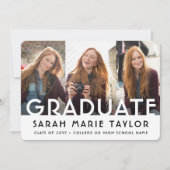 4 Photo Simple Modern Bold Typography Graduation Ankündigung (Vorderseite)